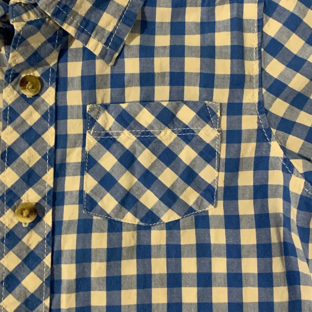 Old Navy boys’ short-sleeve button-down shirt in blue & white gingham check 5T